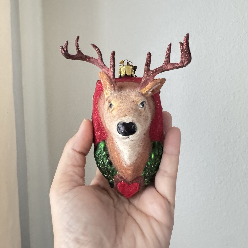 Inge-Glas Germany Deer Buck Head Plaque Glass Ornament Cabin Decor Rustic - Picture 8 of 10